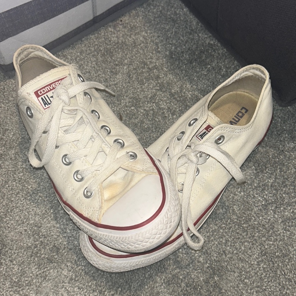 White converse, slight discoloring could be fixed with tide pen/bleach!